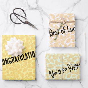 Personal Message Golden Yellow Leaf  Wrapping Paper Sheet