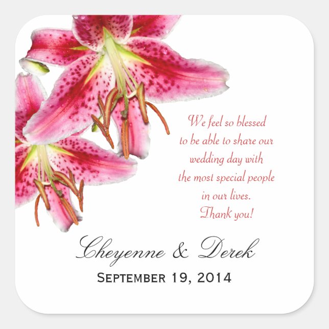 Personal Message Stargazer Lily Square Sticker (Front)
