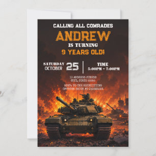 Personal Military Tank Birthday boy Invitation