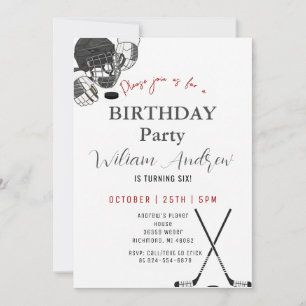 Personal Minimalistic Hockey Birthday Party Invitation
