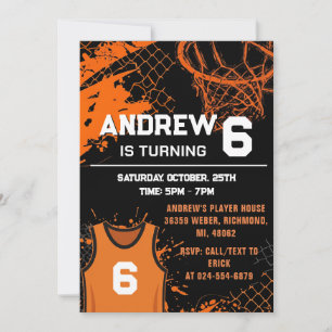 Personal modern Basketball Birthday  Invitation