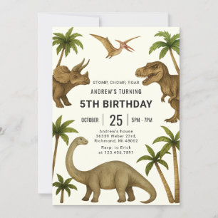 Personal Modern Dinosaur Birthday for boy Invitation