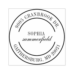 Personal Modern Elegant Return Address Rubber Stamp