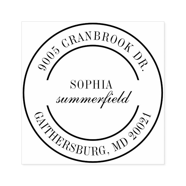 Personal Modern Elegant Return Address Rubber Stamp (Imprint)