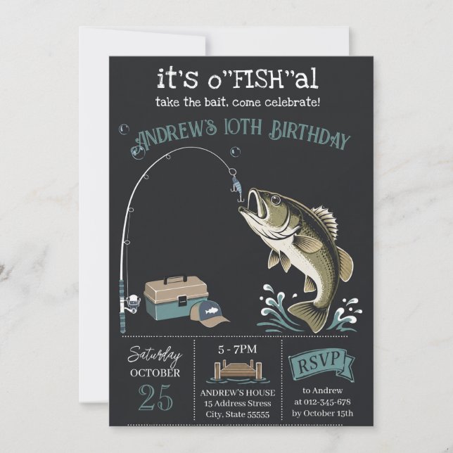 Personal modern Fishing Birthday Invitation (Front)