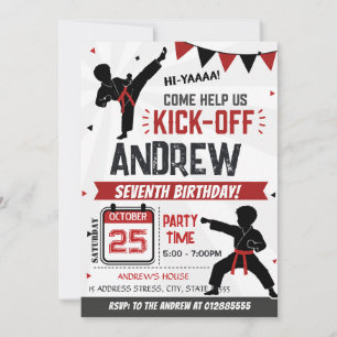 Personal modern Karate birthday Invitation