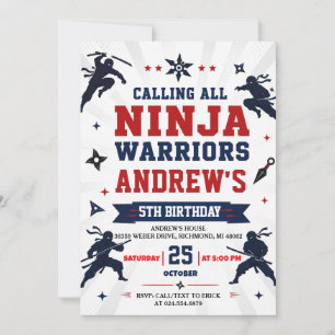 Personal modern Ninja Warrior Birthday Invitation