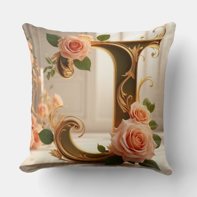 🌷 Personal Monogram Letter J Decor 🌼 Cushion (Front)