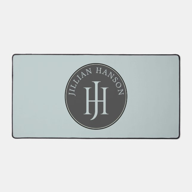 Personal Monogram Name Logo Smoky Blue Desk Mat (Front)