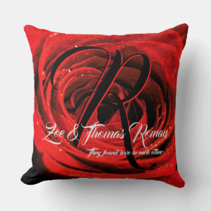 Personal monogram wet rose large pillow