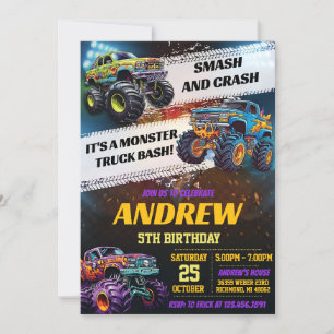 Personal Monster Truck Birthday party Invitation