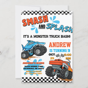 Personal Monster Truck Boy Birthday Invitation