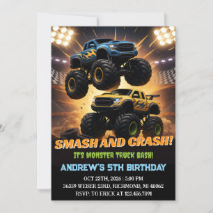 Personal Monster Truck Racing Birthday Party Invitation