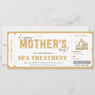 Personal Mother's Day Gift Spa Voucher Certificate Invitation