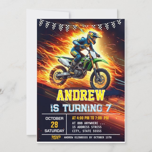 Personal Motocross Dirt Bike Birthday Invitation (Front)