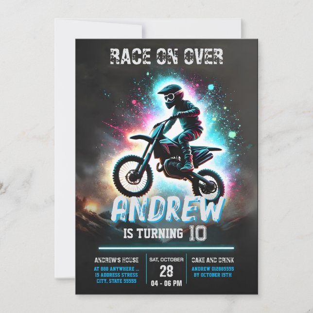 Personal Motocross Dirt Motorbike Boy Birthday  Invitation (Front)