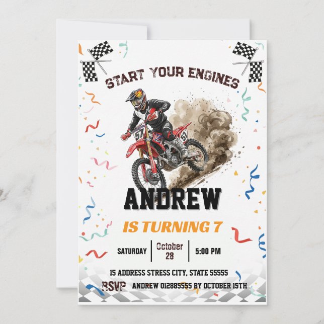 Personal MotorbikeMotocross Andventure Birthday Invitation (Front)