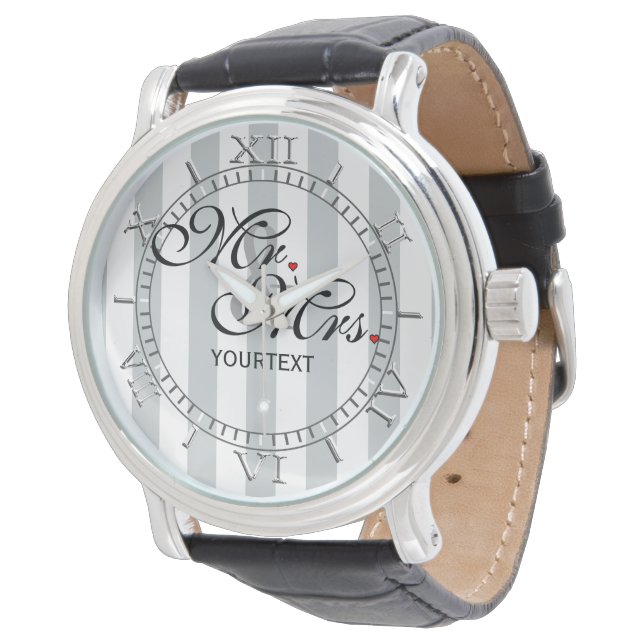 Personal Mr. Mrs. Click to Custom Colour Stripes Watch (Angled)