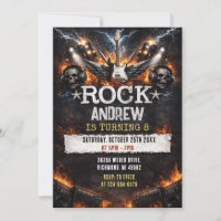 Personal Music Rock & Roll Star Birthday Invitatio