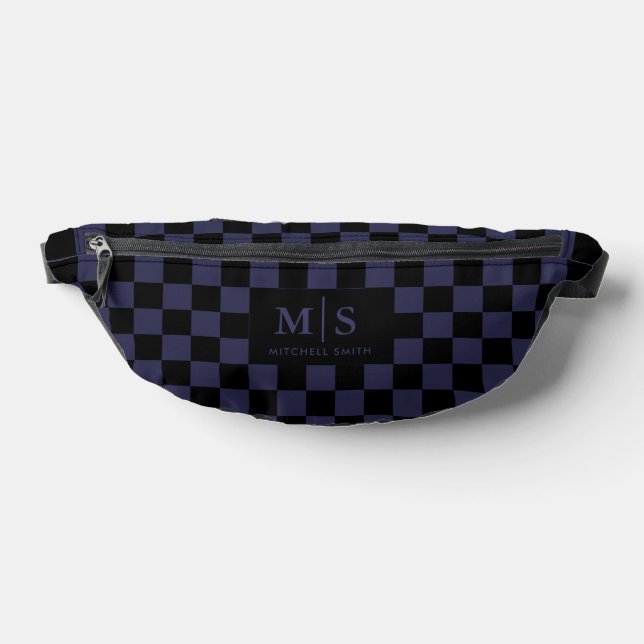 Personal Name and Initilas Modern Chequered Bum Bags (Lay Down)