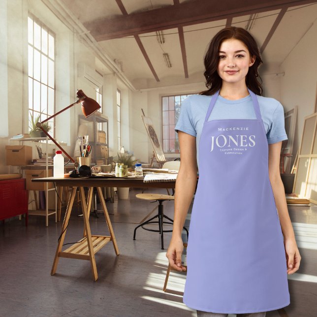 Personal Name Brand Business Logo Modern Purple Apron (Creator Uploaded)