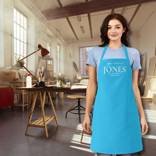 Personal Name Brand Business Logo Modern Turquoise Apron