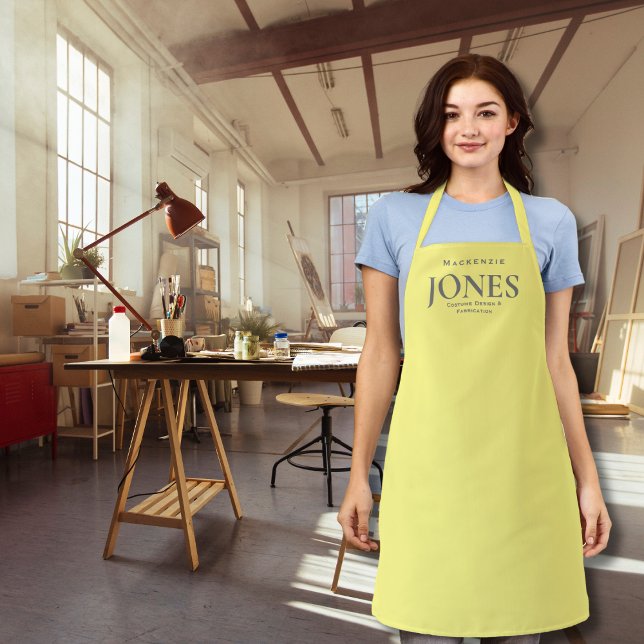 Personal Name Brand Business Logo Modern Yellow Apron (Creator Uploaded)