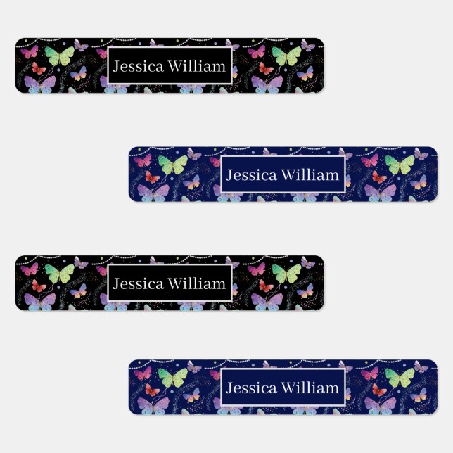 Personal Name Elegant Purple Bright Butterflies (Group)