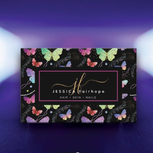 Personal Name Elegant Purple Bright Butterflies Business Card