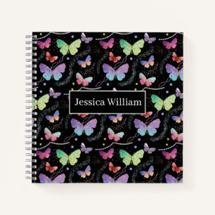 Personal Name Elegant Purple Bright Butterflies No Notebook