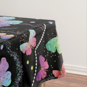 Personal Name Elegant Purple Bright Butterflies Tablecloth