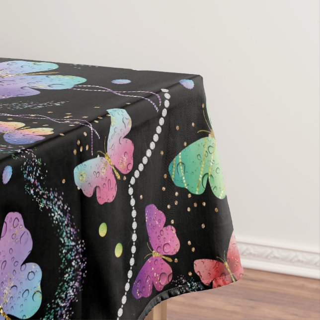 Personal Name Elegant Purple Bright Butterflies    Tablecloth (In Situ)