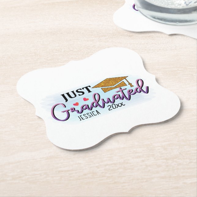 Personal Name Just graduated 2023  Paper Coaster (Angled)