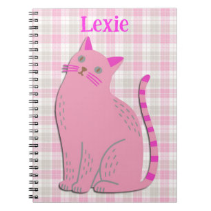 Personal Name Kitty Cat Journal in Pink