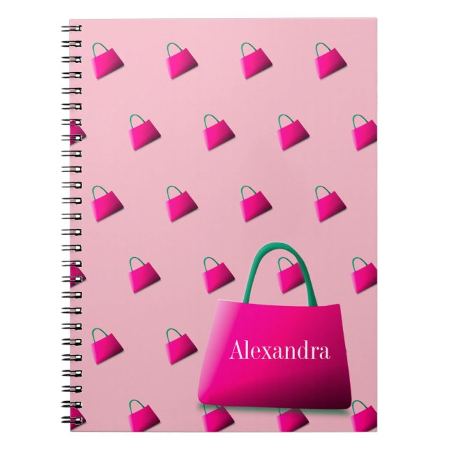 Personal Name Modern Pink Notebook (Front)