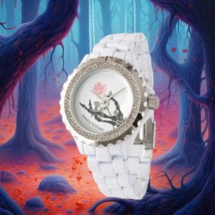 Personal Name Skull Hand Floral Watch