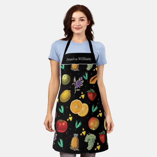 Personal Name Tropical Fruit And Vegetable Apron (Worn)