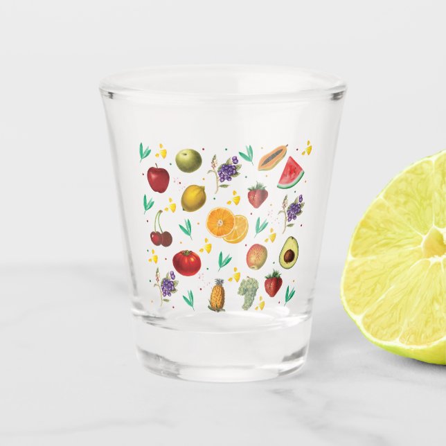 Personal Name Tropical Fruit And Vegetable Shot Glass (Front)