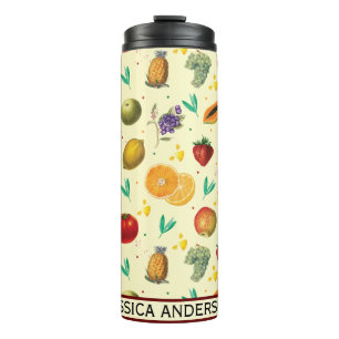 Personal Name Tropical Fruit And Vegetable Thermal Tumbler