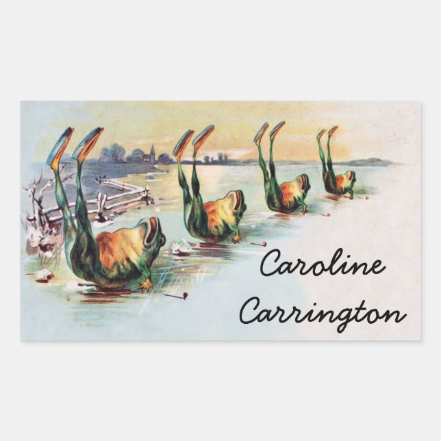 Personal Name Vintage Funny Frogs Stickers (Front)