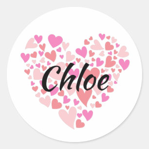 Personal Name with hearts Classic Round Sticker