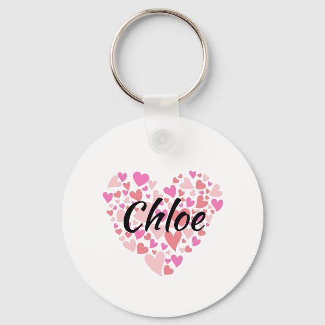 Personal Name with hearts   Key Ring (Front)