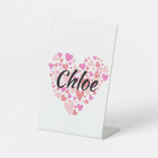 Personal Name with hearts Pedestal Sign (Front)