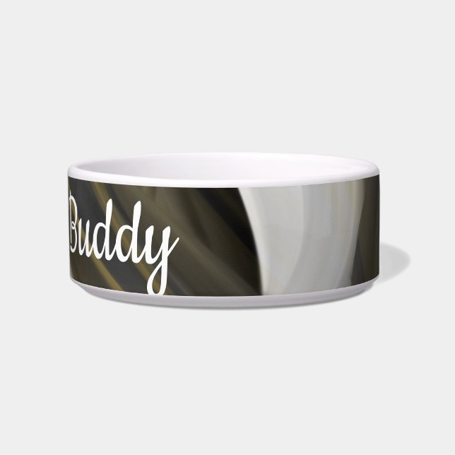 Personal NameCeramic Pet Bowl Trend Abstract Black (Front)