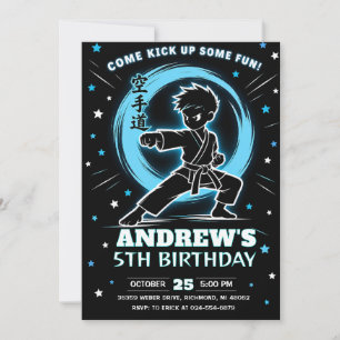 Personal Neon Karate birthday Invitation