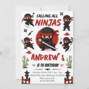 Personal Ninja Warrior Birthday Invitation