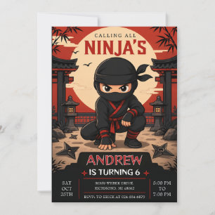 Personal Ninjas birthday party Invitation