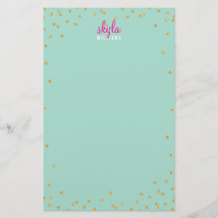 PERSONAL NOTE mini spot confetti gold glitter mint Stationery