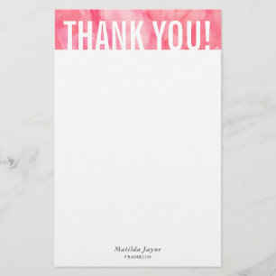 PERSONAL NOTE plain bold block pretty coral pink Stationery