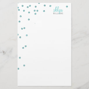 PERSONAL NOTE polka dot confetti blue glitter Stationery